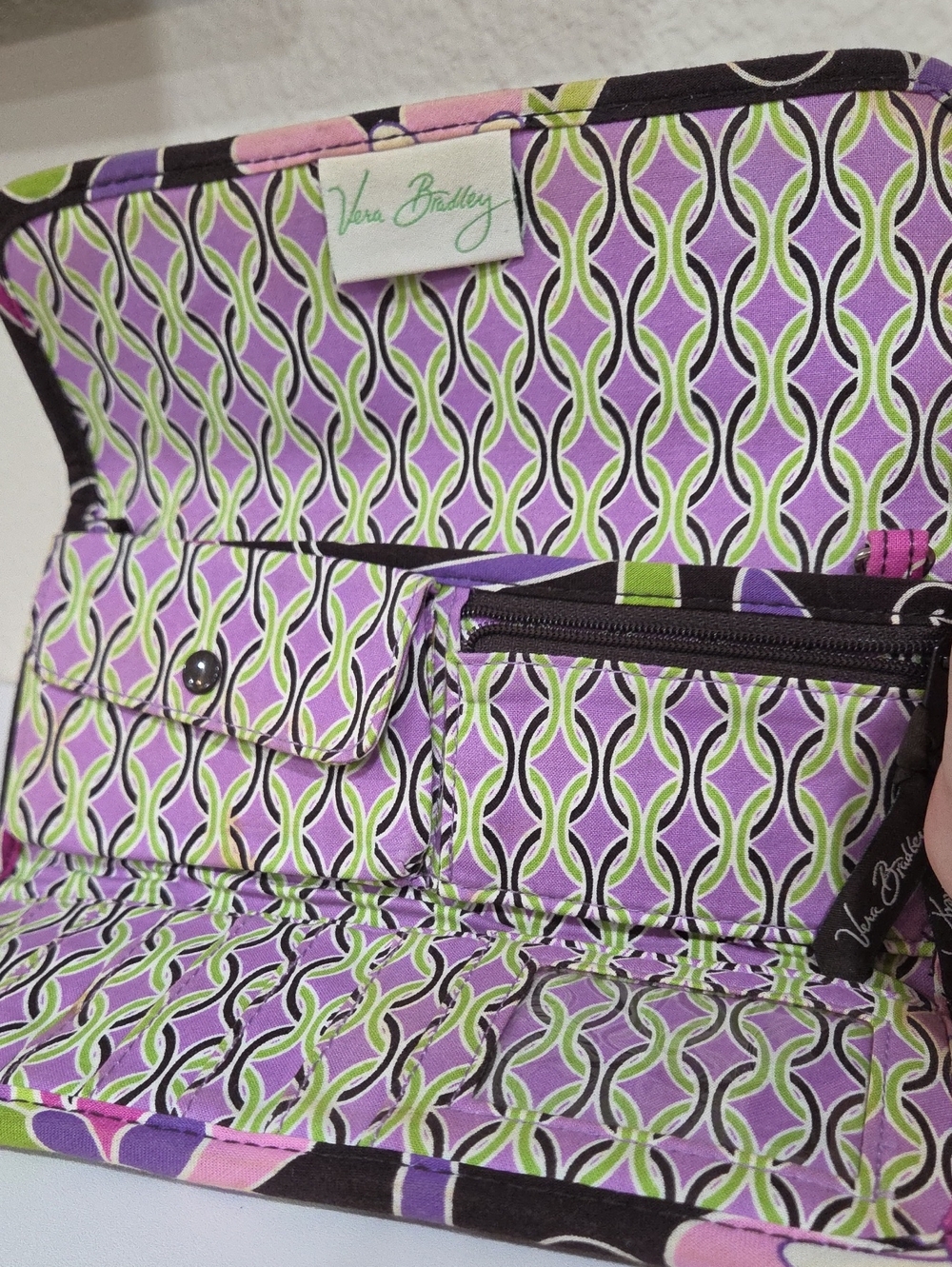Vera Bradley Lavender and Lime Geometric Wallet